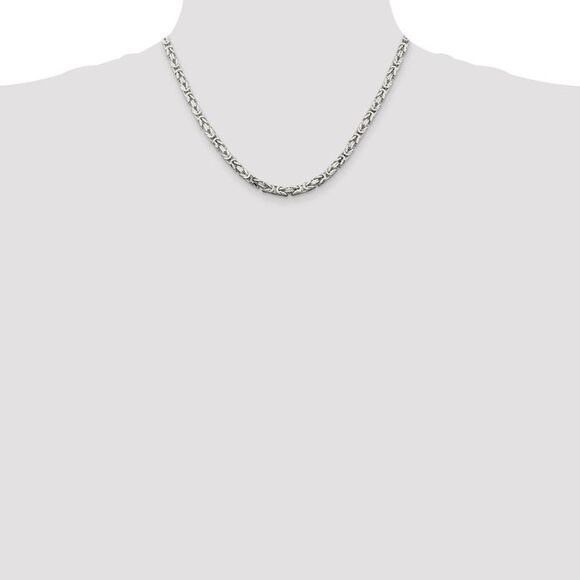 4.25mm, Sterling Silver, Solid Byzantine Chain Necklace, 18 Inch - Picture 2 of 8